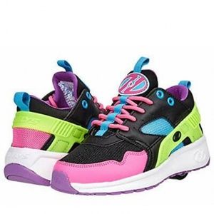 HEELYS Girl's Force (Little Kid/Big Kid/Adult) Black/Neon Pink/Cyan/Neon Yellow